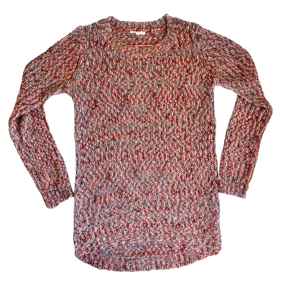 Mystree Chunky Knit Marled Metallic Long Sleeve Tunic Sweater